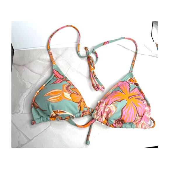 NWT ROXY Beach Classics Tiki Triangle Bathing Suit TOP Size Medium - Picture 1 of 5